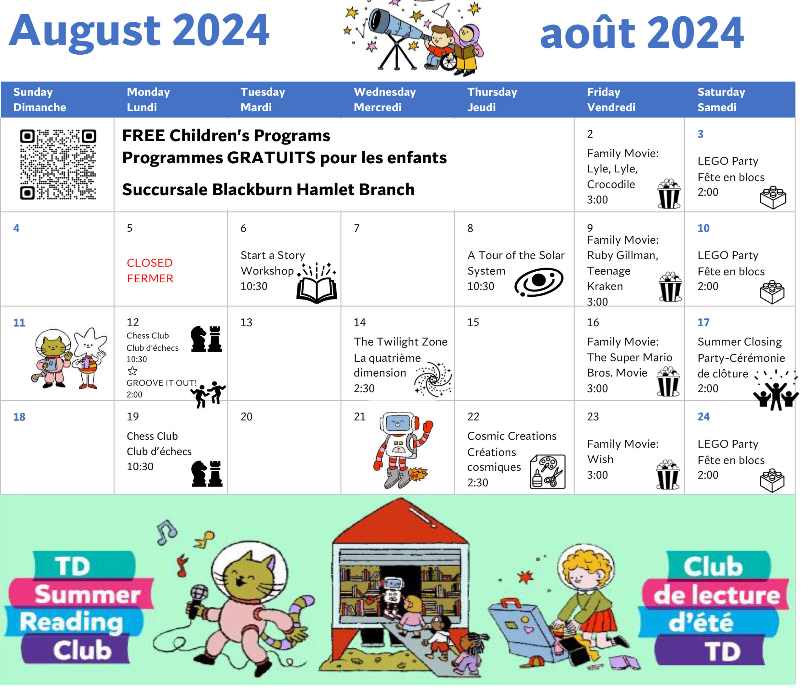 Library Calendar August 2024