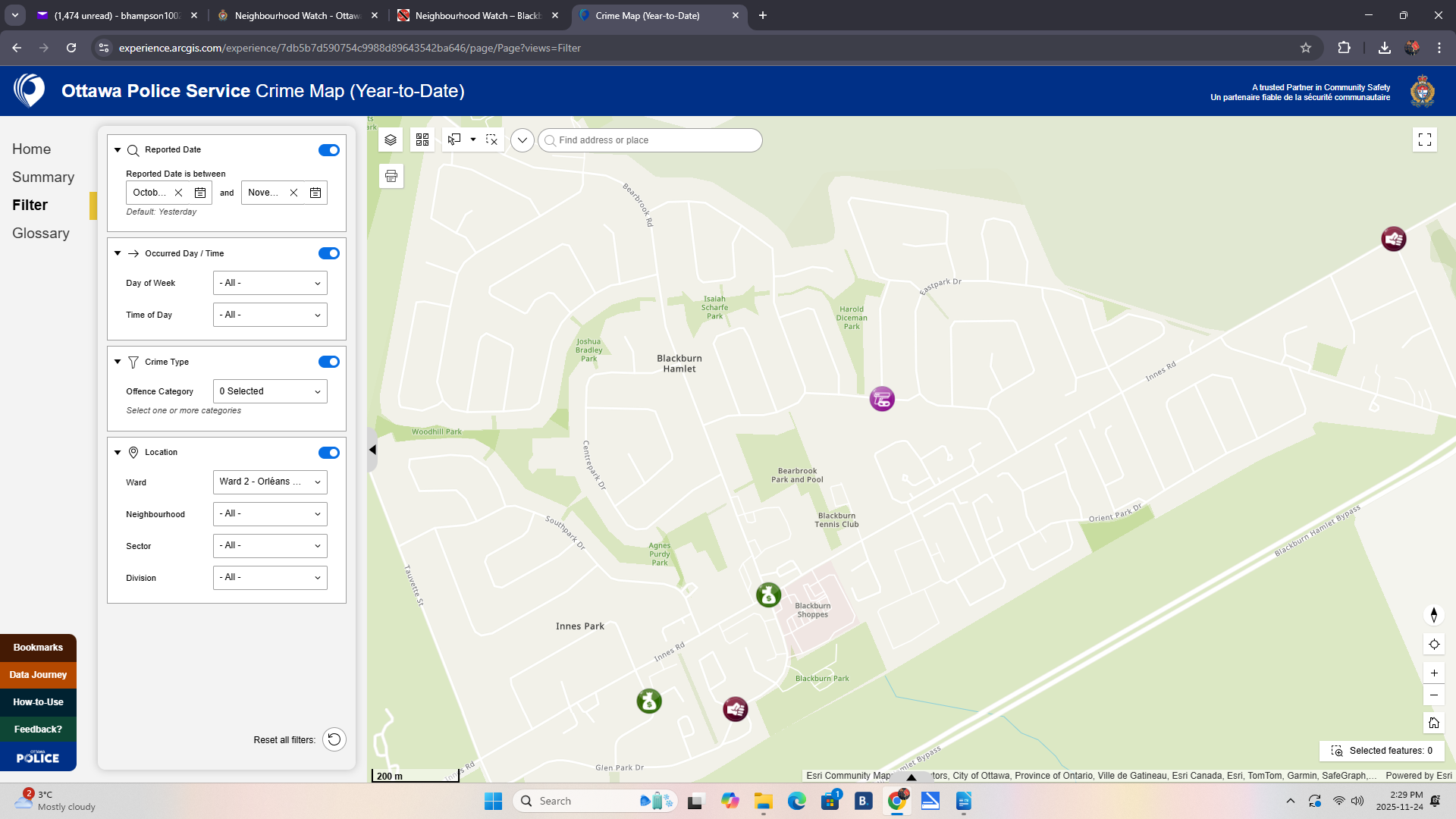 November 2025 Crime Map Blackburn Hamlet